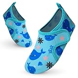 Vorvowry Badeschuhe Kinder Mädchen Jungen Wasserschuhe rutschfeste Schwimmschuhe Schnell Trocknend Aquaschuhe Leicht Strandschuhe Barfußschuhe Badesocken Kleinkinder Hellblauer Wal 30-31