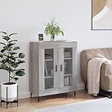 Gecheer Sideboard Grau Sonoma 69,5x34x90 cm Holzwerkstoff, Kommode Anrichte Schrank Beistellschrank Mehrzweckschrank Standschrank Bücherschrank Lagerschrank/ 827810