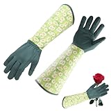 Lange Gartenhandschuhe mit Dorn und Schnittschutz: robuste Rosenhandschuhe mit erweitertem Unterarmschutz | Bequeme Arbeitshandschuhe für Männer und Frauen beim Gärtnern