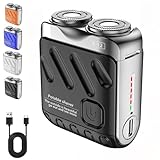 Portable Rotary Dual Ring Electric Shaver, Washable Double Head Razor, Mini Electric Shaver with High-Speed Motor USB Rechargeable for Men (Black)