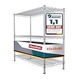Floordirekt Küchenregal, Gitterregal, Metallregal | Tragkraft ca. 70kg je Boden Multifunktionales Aufbewahrungsregal, Badezimmerregal, Lagerregal, Kellerregal Chrom (60x35x90cm | 3 Böden) Everest