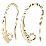 Beebeecraft 1 Box 40 Französische Ohrringhaken 18 Karat Vergoldetes Messing Blank Ohrhaken Mit 2 mm Schlaufen Zubehör Für DIY Frauen Ohrring Schmuckherstellung