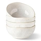 GBhome Steingut Suppenteller Set mit 4, 19 cm Kratzfester Platte, spülmaschinen- und mikrowellenfest, Pasta Teller/Tiefe Teller, Beige