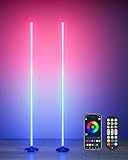 WISIMMALL 2 Stück LED Stehlampe, RGBIC Stehlampe Wohnzimmer Dimmbar mit Fernbedienung＆APP, 170cm Stehleuchte mit 16 Millionen Farben und 300 Szenenmodi für Wohnzimmer, Schlafzimmer - mit Musik-Sync