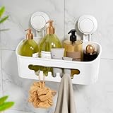 LEVERLOC Saugnapf Badregal Ohne Bohren Duschablage Saugnapf Max Hold 10 KG Bad Duschablage für Shampoo Conditioner Halter Duschkorb Kunststoff für Badezimmer Küche Organizer