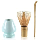 Matcha Set Matcha Besen mit Matcha Löffel Schneebesenhalter, Matcha Tee Set(Grün)