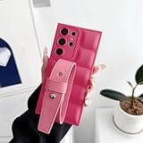 Leder-Armband-Halterung für Samsung S24 Ultra S23 S21 S20 FE S22 Plus Note 20 A55 A35 A25 A15 5G A05s A05 4G Handyhülle, Rosa, für Galaxy S21 Plus