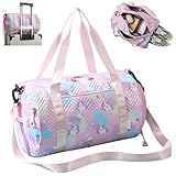 Sporttasche Damen,Schwimmtasche,mit Schuhfach Nassfach,Sporttasche Mädchen,Wasserdicht Trainingstasche,Einhorn Yogatasche,Handgepäck Tasche,Gym Bag,für Reisen,Fitness,Sport
