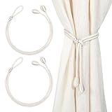 Tyqour 2 Stück Vorhang Raffhalter Verstellbar Boho Raffhalter für Vorhänge Weiß Gardinenhalter Vorhang Halter Gardinenband Vorhanghalter Gardinen Halterung für Zuhause, Büro, Fenster Dekorativ