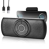 LEKEFETO Freisprecheinrichtung für Auto, Freisprechanlage Car Kit mit Clip, Siri Assistant Unterstützung, Bluetooth 5.0, TF-Kartenslot, Integriertes Mikrofon, Lautsprecher, für Musik, GPS, Telefon