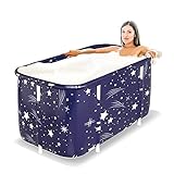 Faltbare Badewanne Erwachsene, Portable Mobile Badewanne, Freistehend Non-inflatable Badewanne für Heißes Bad Und Eisbad (Sternenblau)