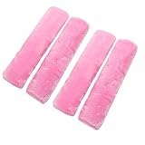 SUNTRADE 4 x weiche Lammfell-Autositzgurt-Abdeckung für Sicherheitsgurt, Schulterpolster für Erwachsene und Kinder, geeignet für Autositzgurt, Rucksack, Schultertasche (Rosa)