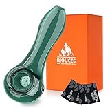 SUNNEKO Glaspfeife mit 7 Kickloch Glaspfeife Dickes Glas Löffel Bong Hitzebeständig Geruchsneutral Taschenform Pfeife Home Dekorative Accessoires