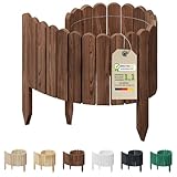 Floranica Rollborder Flexibler Holzzaun 100 x 30 cm Braun Beeteinfassung Deko für Gartenzaun Rasenkante Umzäunung Gartenzaun für Rasenflächen Hochbeete für Garten