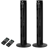 Aigostar - Turmventilator mit Fernbedienung, 4 Modi, 3 Geschwindigkeiten, 12H Timer, 65 °OszillationTower fan, Leise, Ventilator Säulenventilator, 45W Standventilator, Energiesparend, Schwarz -2 Pack