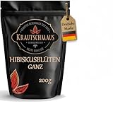 200g Hibiskusblüten ganz getrocknet, hochwertige Blüten von Krautschmaus, essbare Blüten, schonend getrocknet, intensiv duftend für Hibiskusblütentee, ohne Zusatzstoffe
