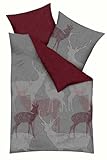 Kaeppel Bettwäsche Hirsche Feinbiber Wendedesign (478) (Rot 478-502, 1 x 80x80 + 1 x 135x200 cm)