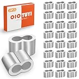 OioTuyi 25 Stück Aluminium Würgeklemmen 8mm, Seilklemmen und Pressklemmen, für Drahtseil, Expanderseil und Planenseil, Doppelhülsen, rostfrei