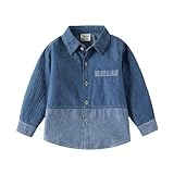 MaNMaNing Mädchen Jeansjacke, lässiger Hemdmantel für Kleinkinder, bequeme, lockere Passform, Herbst-/ Frühlings-Oberbekleidung, leichtes, stylisches Oberteil (Blue, 12-18 Months)
