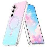 YINLAI für Samsung Galaxy S24 FE Hülle Kompatibel mit Mag Safe,Handyhülle Samsung S24 FE Magnetische Farbverlauf Glitzer Leicht Dünn Cover Case Schutzhülle für Galaxy S24 FE 5G 6.7',Rosa Blau