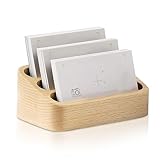Visitenkartenständer, hochstabil, Visitenkarten Organizer, Visitenkartenbox, Visitenkartenbehälter für Büro, Salon, Tischplatte (1pcs Buche 3 Scomparti)