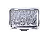 Tabakdose Chrom verschiedene Dekore Silber für Selberdreher mit Papierfach 10x7x2cm (Dekoband)