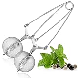 Wilhelm Sell® 2x Teesieb aus rostfreiem Edelstahl - Tee-Ei in Kugelform - leicht zu reinigende Siebzange für losen Tee, Gewürze und Kräuter - feinmaschiger Teefilter (2 Stück)