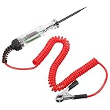 HONMEET Digitaler Auto Spannungsprüfer mit flexiblem Federspiralkabel Kfz Stromkreis Tester Mehrfunktionaler Prüfstift für elektrische Fahrzeugreparaturen Sicherer Niederspannungs Melder