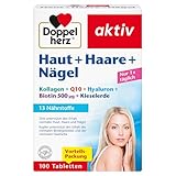 Doppelherz Haut + Haare + Nägel - 13 Nährstoffe - Mit Zink & Biotin als Beitrag zum Erhalt normaler Haut, Haare und Nägel - 100 Tabletten