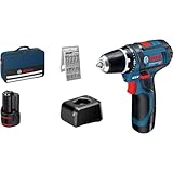 Bosch Professional 12V System Akku Bohrschrauber GSR 12V-15 (inkl. 2x 2.0Ah Akku, Ladegerät GAL 12V-20, 25-tlg.-Bit-Set, Werkzeugtasche)