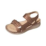 Offene Zehen-Turnschuhe für Damen, flache Unterseite, römische Schuhe, Sommersandalen, modische Damen-Sandalen, Keilschuhe, braun, 40 EU