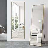 Vlsrka 160x50cm Standspiegel Ganzkörperspiegel Gold, Wandspiegel Groß, Spiegel Stehend/Wand, Moderne Ankleidespiegel mit Aluminiumrahmen, Stehspiegel Ganzkörper für Wohnzimmer Schlafzimmer Flur