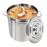 Edelstahl Suppentopf 50L Küchenutensil Edelstahltopf Ø40x40cm Edelstahl Suppentopf Groß mit Deckel für Induktionsherd, Gasherd, Elektro (50L)