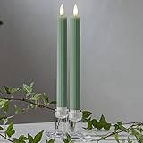 LED Stabkerze Flamme Stripe 2er-Set aus Wachs