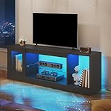 YITAHOME 148 cm TV Schrank für Fernseher bis 65 Zoll mit 7 RGB LED 22 Modes Leuchten Fernsehtisch Gaming Entertainment Center, Lowboard mit verstellbarem Glasregal Stand für Wohnzimmer, Schlafzimmer
