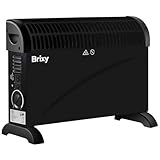 Brixy Elektrischer Konvektorofen - Turbo Funktion und Lüfter - 750/1500/2000W - Verstellbarer Thermostat - Heizkörperheizkörper - Überhitzungsschutz - 35m² - Schwarz