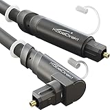 KabelDirekt – TOSLINK-Kabel 90° gewinkelt mit 0% Signalverlust – 2 m – Glasfaserkabel für Soundbar (TOSLINK auf TOSLINK, optisches Audiokabel, Stereoanlage/Verstärker, Heimkino, Xbox One/PS4)