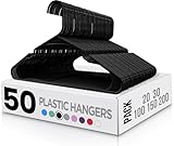 Utopia Home 50er-Pack Kunststoffbügel Platzsparende, langlebige Bügel mit Schulterrillen, schwarz
