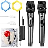 Dual Mikrofon Kabellos, Funkmikrofon Wireless Microphone Set Mit Wiederaufladbarem Empfänger – 200ft Reichweite, Plug-and-Play, Kristallklarer Klang Für Karaoke, Hochzeiten, Partys, Vorträge, Gesang