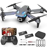 Wipkviey T28 Drohne mit Kamera für Anfänger, Faltbare-Quadcopter für Erwachsene, FPV RC-Drohnen mit 3D-Flips/Höhenhaltung/Gesten-Selfie/Wegpunktflug, Geschenke für Kinder Jungen/Mädchen, 2 Batterien