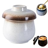 CHENRI Coddled Egg Cups, Weichgekochtes Ei Becher, 250ml Eier Dampfschüssel Aus Keramik, Suppenschüssel mit Deckel, hitzebeständige Schüssel für gedämpfte Eier, Suppen, Pudding, Desserts (B)