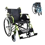 Mobiclinic®, Rollstuhl, Bolonia, Aluminium, Faltbar und leicht, Klappbare geteilte rückenlehne, Abnehmbare fußstütze, Armlehnen, Für Erwachsene, Grün