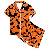 Generisch Mädchen Pyjamas Set Kurz Ärmel Hose atmungsaktiv Schlafanzug Halloween 2pcs PJS Button Down Baumwolle locker sitzend Frühling Sommer Herbst niedlich hautfreundlich
