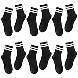 MOLIMOLI Damen Tennissocken Schwarz 6er-Pack in Größe 38-43 mit Baumwollsocken für Sport, Freizeit und Büro - Streifen Design für mehr Stil und Komfort