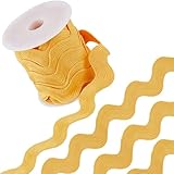 GORGECRAFT 9 m 34mm Jumbo Zickzack Besatz Weihnachts Gelbe Rickrack Welle Nähen Biegen Fransenband Gewebt Geflochtener Stoff Spitze Zickzack Besatz Für DIY Bastelarbeiten Hochzeitskle