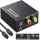 Beigemo 192kHz Analog zu Digital Audio Konverter mit Optischem Kabel- Analog auf Digital Wandler RCA Cinch + 3.5mm Audio-Klinke zu Toslink/SPDIF Koaxial Audio Adapter für TV DVD Blu-Ray PS3 Xbox -Alum