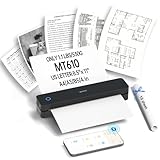 iDPRT Tragbare Drucker Wireless für Reisen,MT610 Mini Thermodrucker A4,Bluetooth Drucker für Reisen,Zuhause,Studium,Wireless Drucker für den Heimgebrauch Kompatibel mit iOS,Android und PC,Schwarz