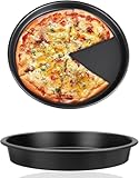 Telituny Pizzablech Pizzateller Rund, 22,9 cm Pizzaform für Backen & Servieren, Karbonstahl pizzapfanne, Pizza Blech, Antihaftbeschichtet Pizzabackbleche Set für Pizza, Flammkuchen, Kuchen