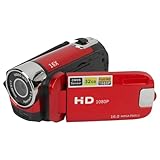 Videokamera-Camcorder, 1080P 16 MP Digitalkamera-Recorder, 2,4 Zoll Drehbarer Bildschirm, 16-facher Digitalzoom-Camcorder-Kamera mit Fülllicht (Rot)