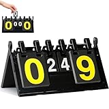 Marke Anzeigetafel: 1 Stk Tragbare Flip Sport Anzeigetafel, 4-stellige Spielstandsanzeige, Punktetafel Punktezähler, Scoreboard, für Basketball Badminton Volleyball Tischtennis (39 x 21 cm)